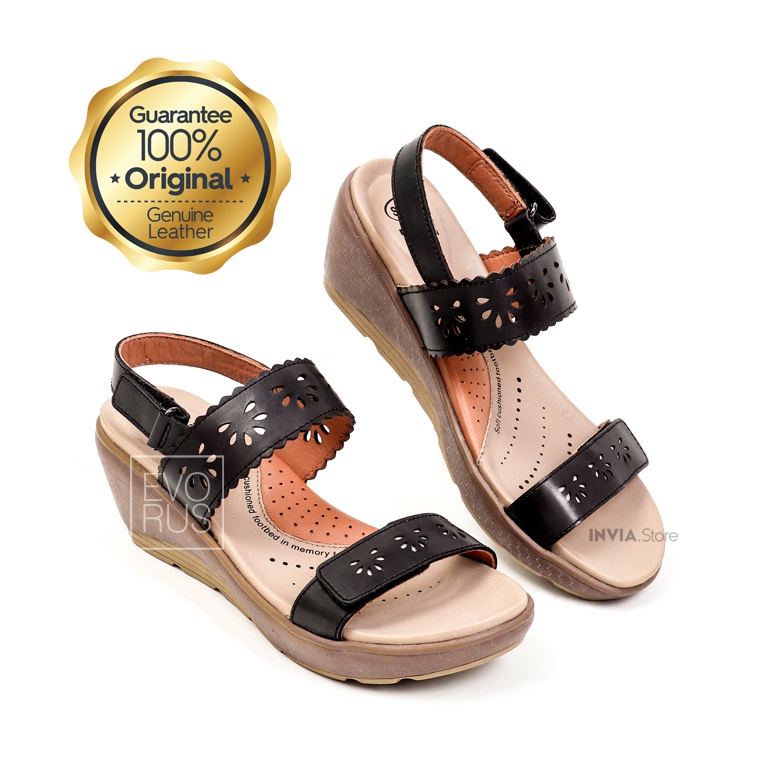 Scholl Memory Cushion M56 Black 100% Original Sepatu Sandal Wanita Kulit Asli Genuine Leather