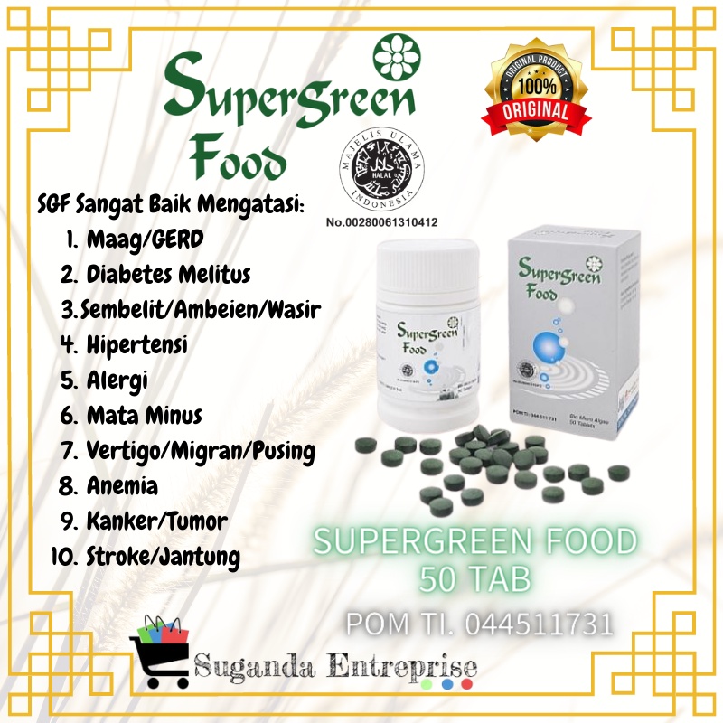 SGF 50 Tablet Suplemen Chlorella Spirulina KK Indonesia Obat Asam Lambung Maag Gerd Kronis Akut