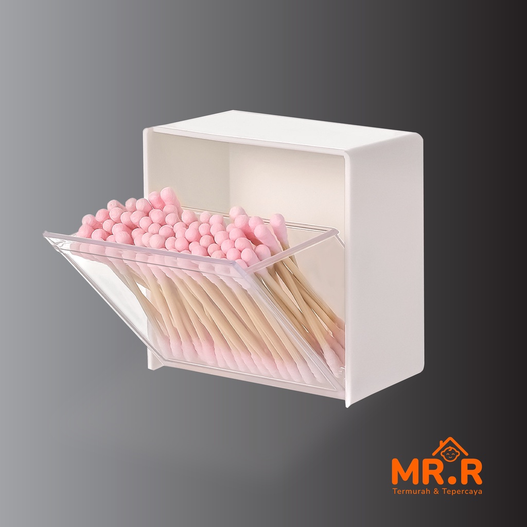 Organizer Serbaguna Mini Anti Air Tempat Cotton Bud Kotak Make Up Kosmetik Benda Kecil Kotak Penyimpanan Kapas Model Tempel Dinding Serbaguna