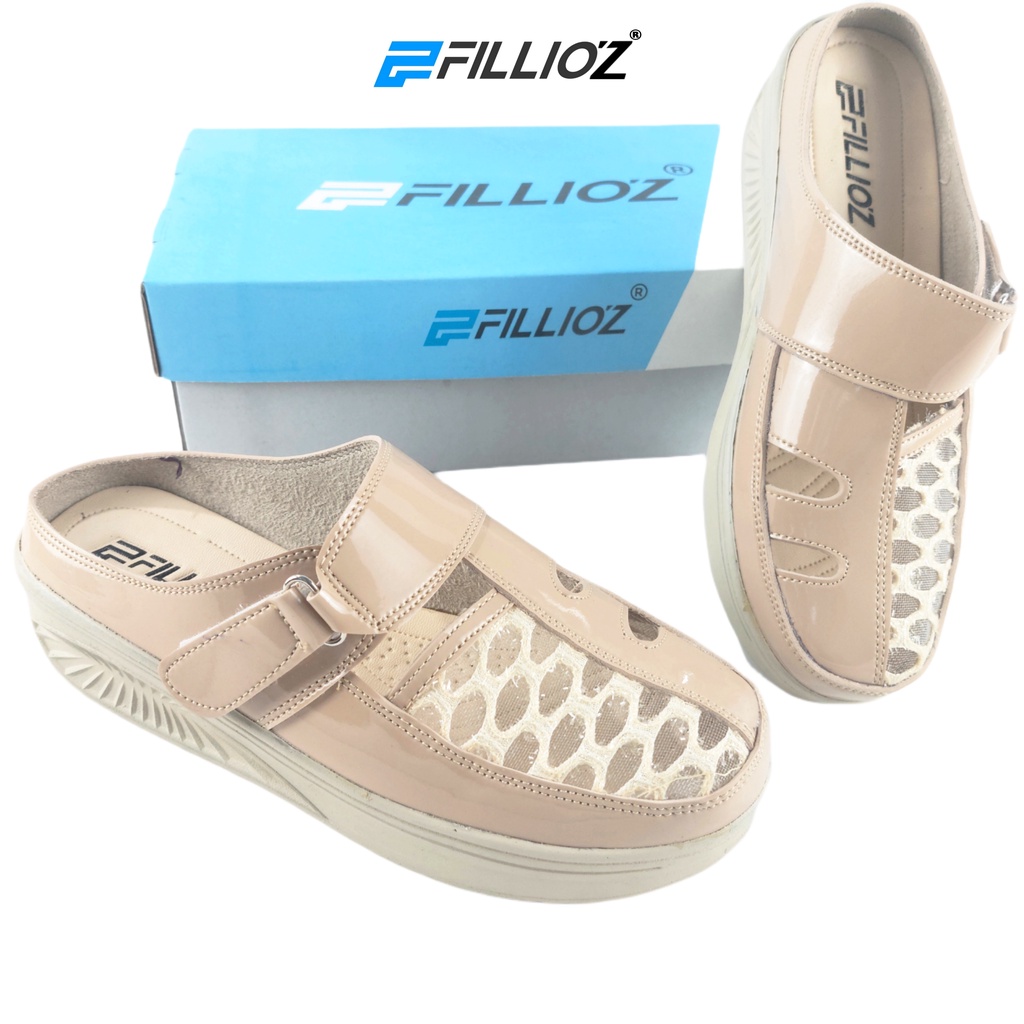 Sepatu Sandal Wedges Wanita Slip On Brukat Fillioz Wilona