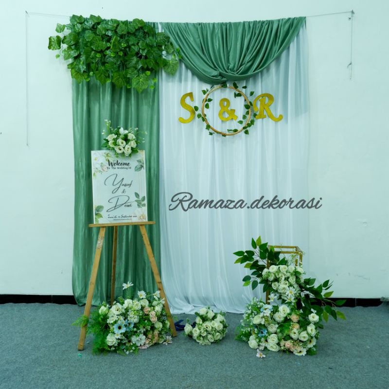 backdrop hemat DAUN [Paket backdrop hemat DAUN ANGGUR 4 PCS variasi 1 sisi layer melengkung] Dekoras