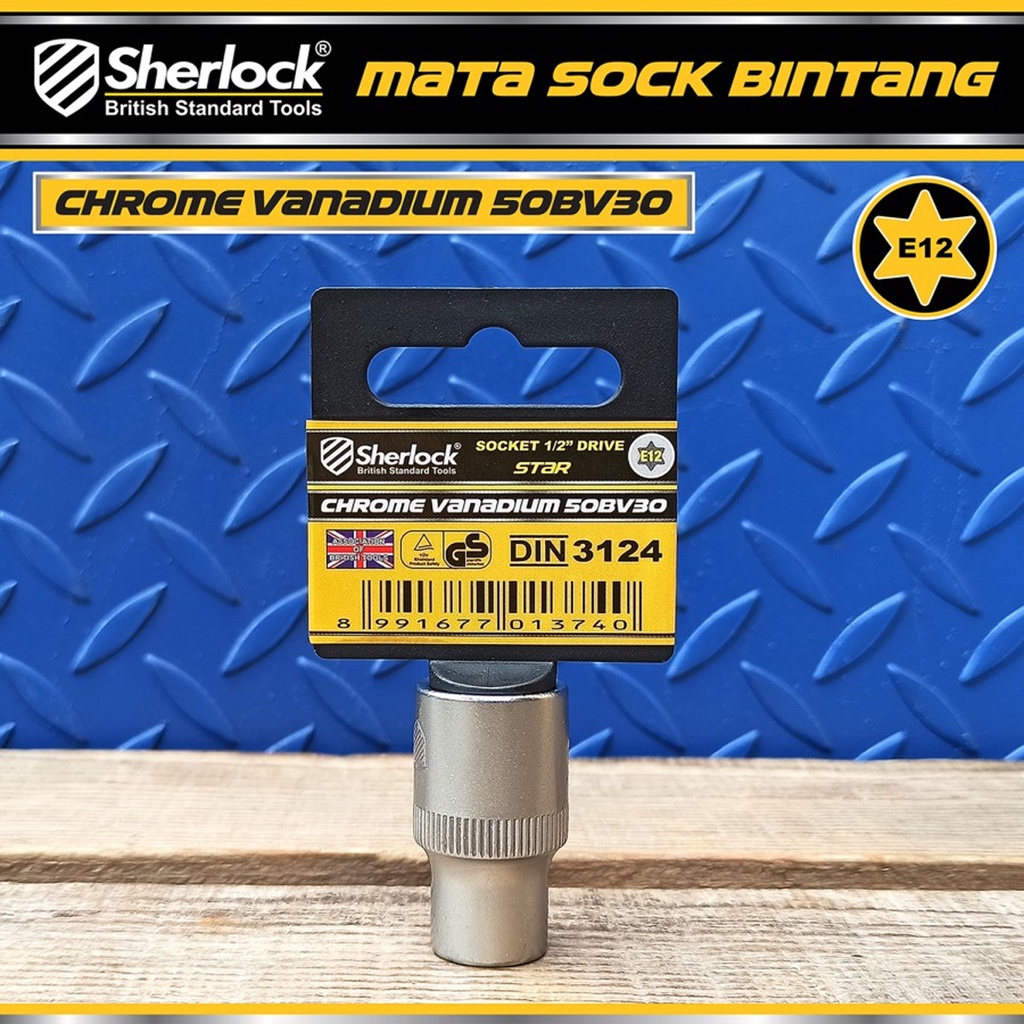 Kunci Shock Bintang Sok E12 1/2 inch Drive Star Socket Sherlock