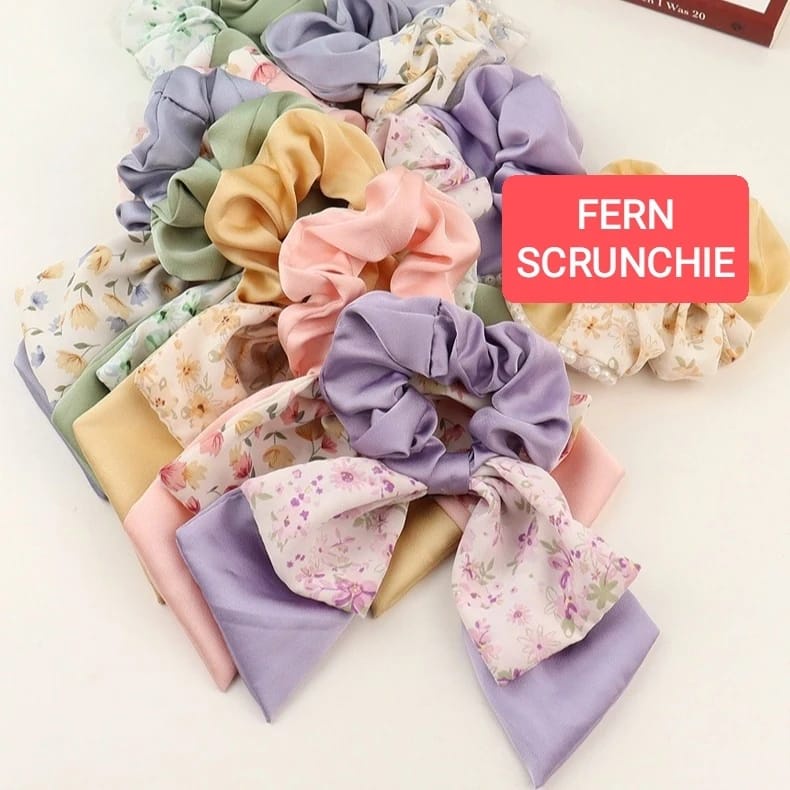 FERN SCRUNCHIE IKAT KARET PITA RAMBUT FASHION ALA KOREA IMPORT