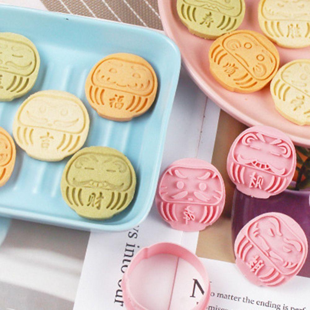 Solighter 10pcs/set Kue Kering Imlek Dekorasi Makanan Fondant Cookie Cutter Cetakan Kue Plastik Kebahagiaan Beruntung