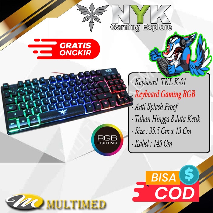 Keyboard Gaming NYK TKL K-01 / K01/ K 01 Original