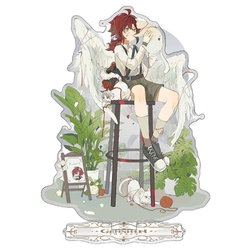 AUGUSTINA Genshin Impact Akrilik Stand Anime Fans Hadiah Koleksi Kipas Action Figure Figure Model Mainan Dekorasi Meja Genshin Impact Figure