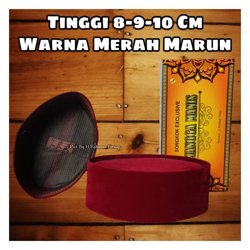 peci kopiah songkok merah tinggi.7-8-9-10cm songkok nasional