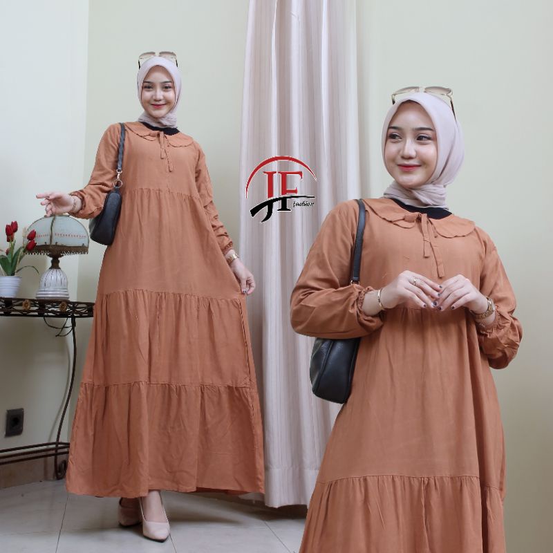 GAMIS NOORA JUMBO RAYON SUPER POLOS REMPEL SUSUN WANITA REMAJA POLOS