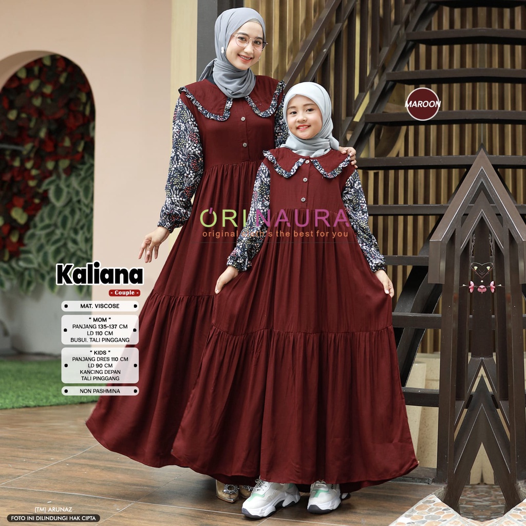 Gamis Couple Ibu dan Anak motif polos mix matt Rayon dan katun tartar by ORI NAURA
