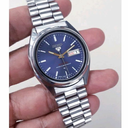 SEIKO 5 21-JEWELS. CAL-7S26A BLUE DIAL. (second,vintage,kuno)