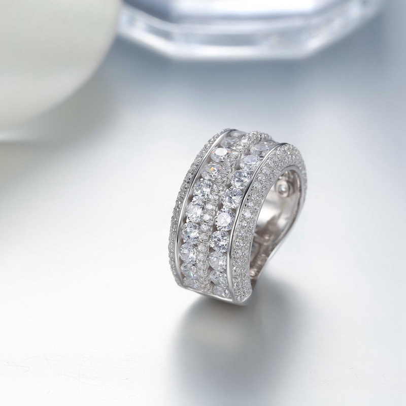 Cincin Janji Micro Paved Bulat Cubic Zirconia Bling Bling Finger Ring Untuk Wanita Pernikahan Band Perhiasan Fashion