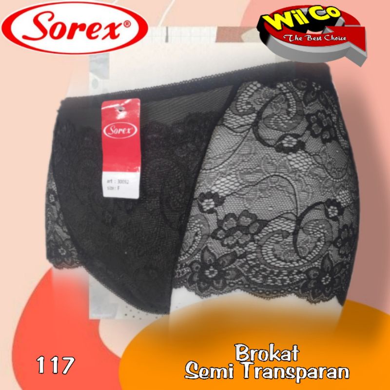 K117 - (Harga Per 1 Potong) CELANA DALAM WANITA PAKAIAN WANITA PAKAIAN DALAM SOREX BRUKAT SEMI TRANSPARAN FREE SIZE