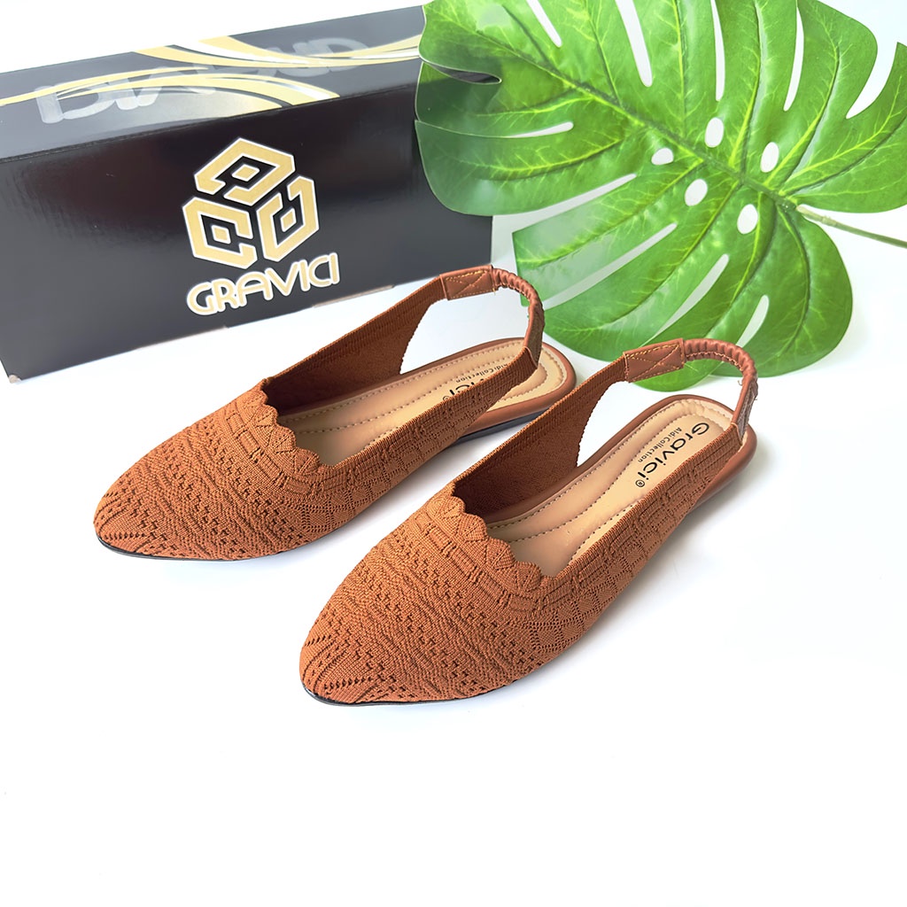 Sepatu Flat Wanita Tali Bahan Rajut Import FL-02 GRAVICI