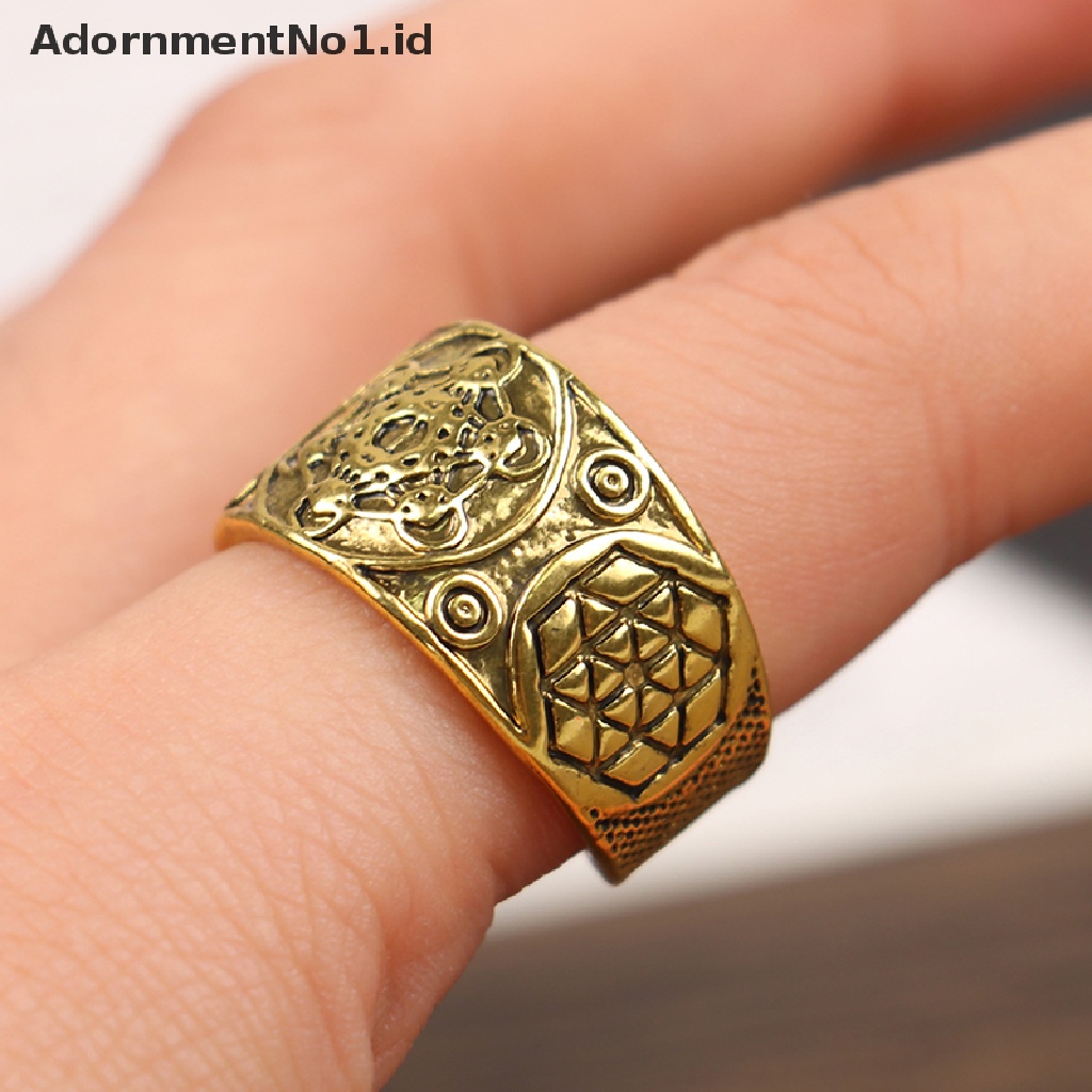 [AdornmentNo1] Vintage Enam Menunjuk Bintang Solomon Cincin Warrior Malaikat Agung Metatron Jimat Totem Adjustable Ring Jimat Perhiasan Punk Alloy Jari Cincin Hadiah [ID]