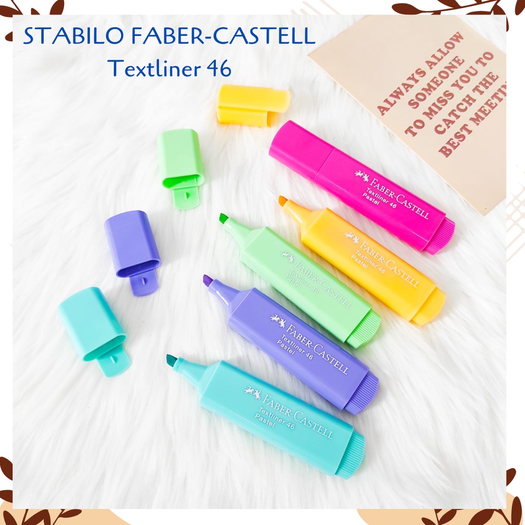 

HIGHLIGHTER FABER-CASTELL Textliner 46 Pastel ORIGINAL WARNA SOFT LUCU ALAT TULIS KANTOR SEKOLAH TEXTMARKER STABILO