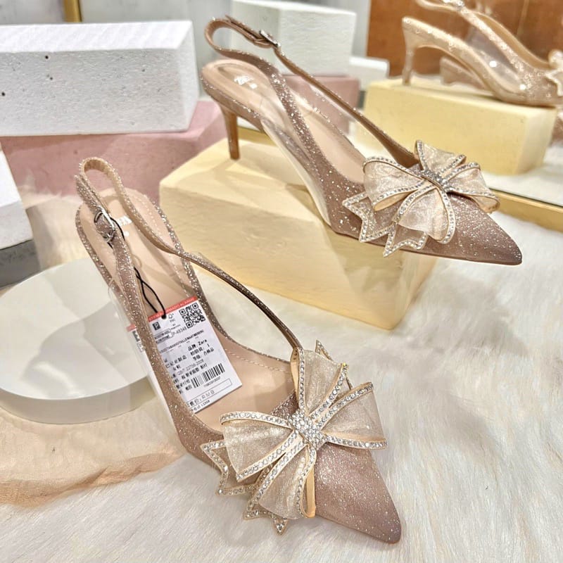 [4.4 Cuci Gudang Sale] - Zara Heels Reject Halus Pita Sepatu 33656-1 Hak 5 cm