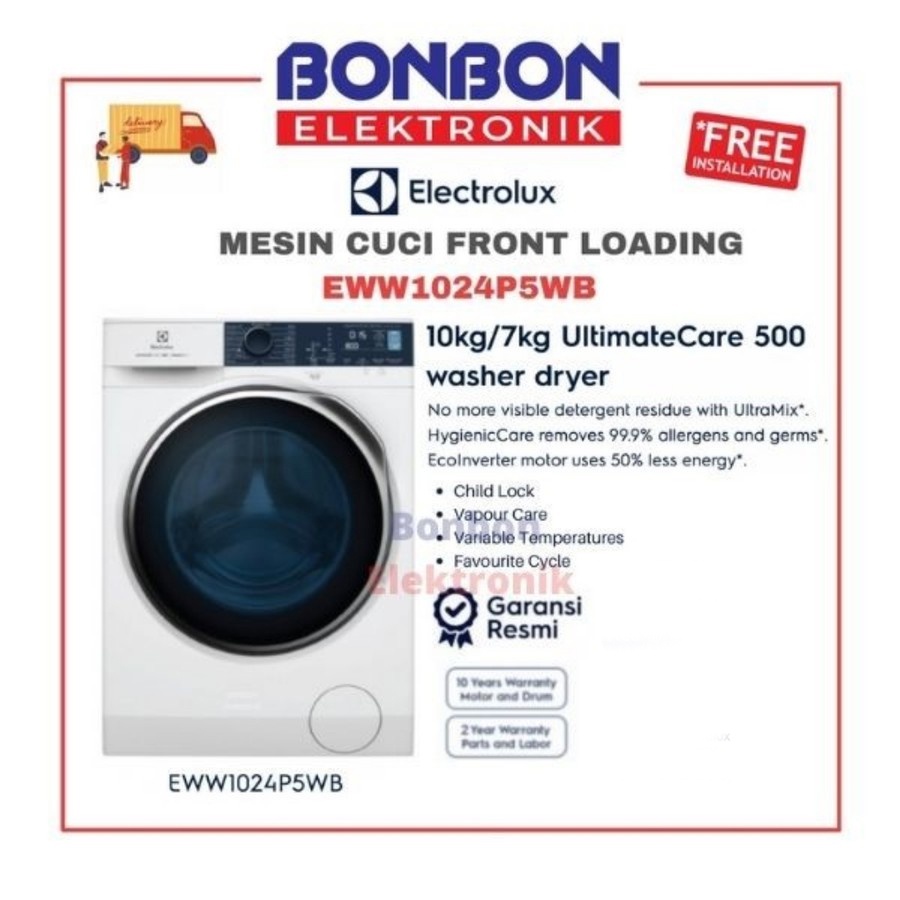 Electrolux Mesin Cuci Front Loading 10KG Washer/7KG Dryer EWW1024P5WB