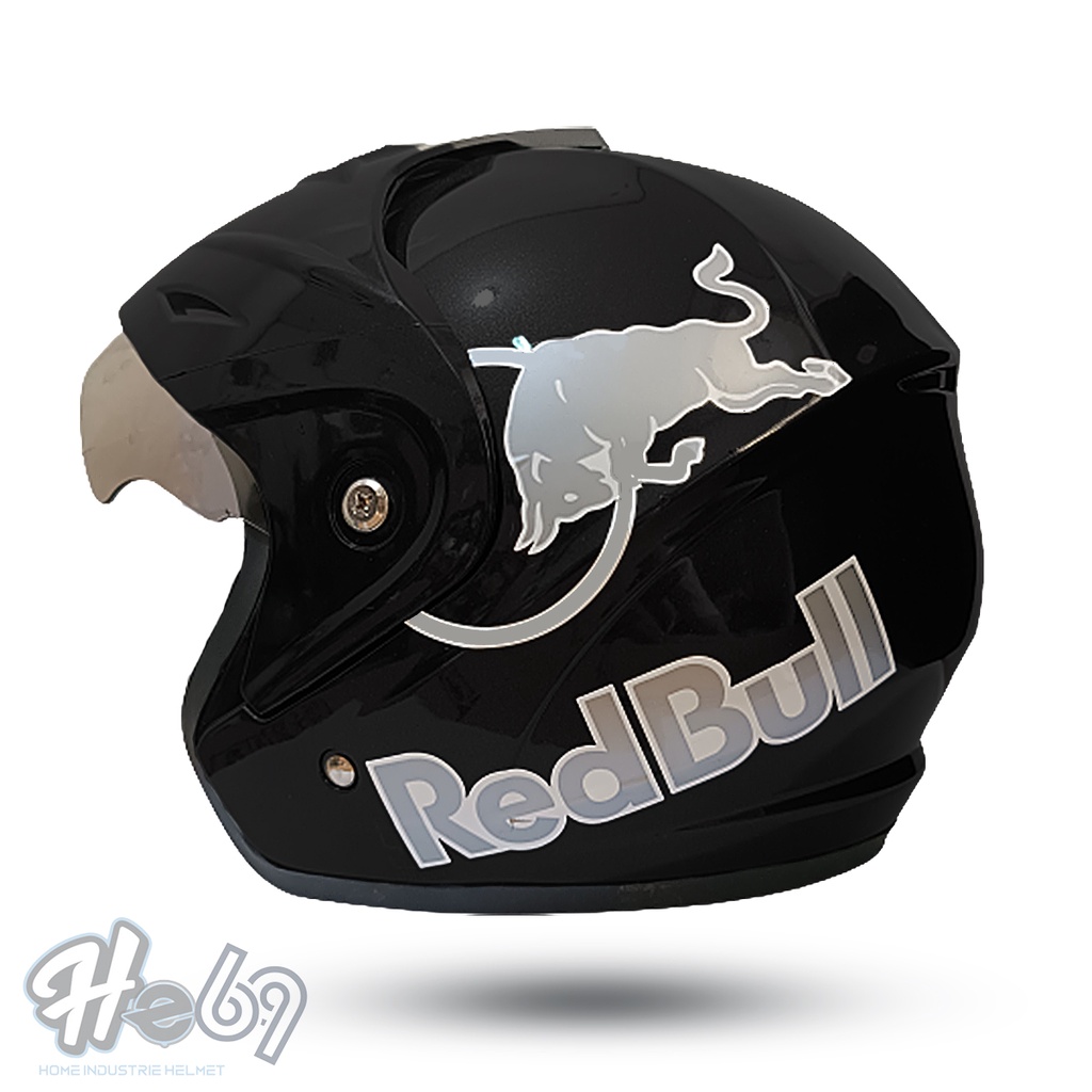 Helm Half Face JP5 Red Bull / Helm Dewasa Pria Dan Wanita SNI