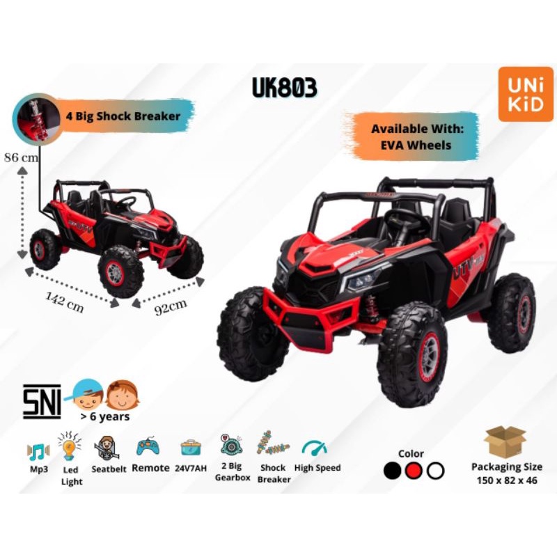 Mobil aki uk 803 jeep utv 24Volt ban karet