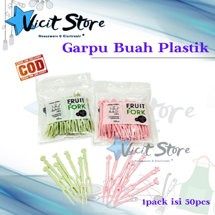 Garpu Buah / Pudding / Kue Ulang Tahun Plastik Warna