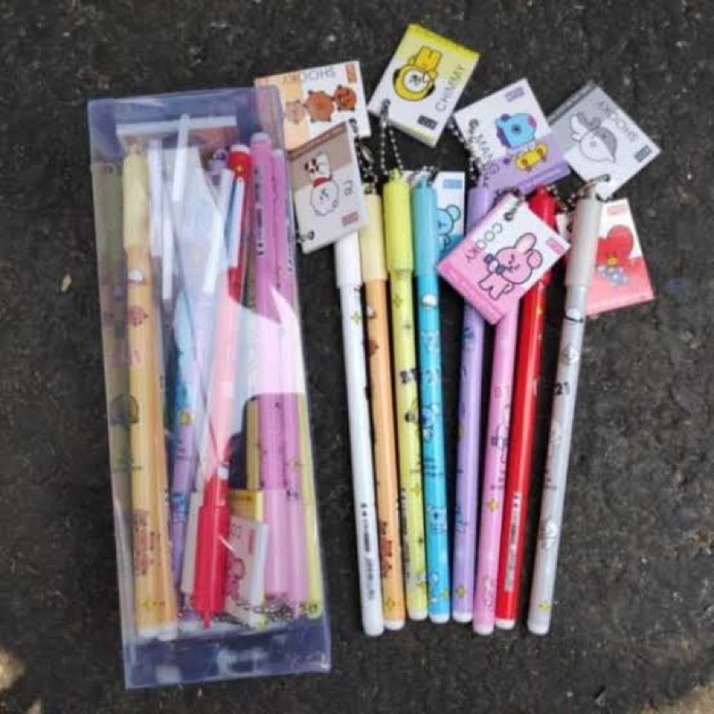 

Pulpen BT-21 Gel Ink Pen with Eraser and Mini Notebook 0.38mm No.2068 12 Pcs