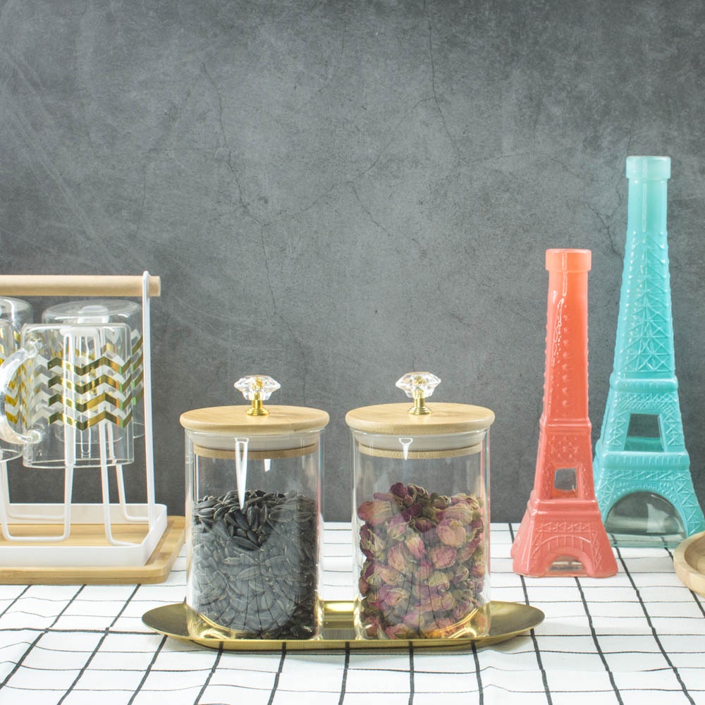 Informa - Informa Set 2 Pcs Hyacinth Stoples Kaca Dengan Nampan/Toples lebaran/Toples premium/Toples