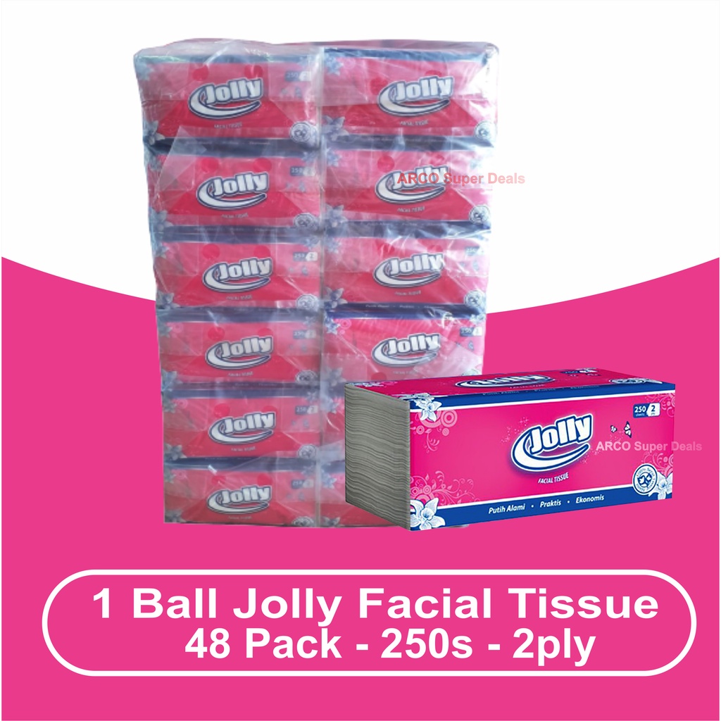 Jual 1 Ball Tisu Wajah Jolly Facial Tissue 250 Sheets 2 Ply Isi 48 Pack Shopee Indonesia