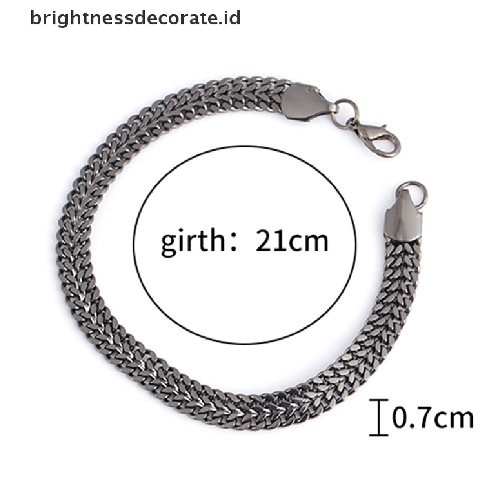 [Birth] Pria Gelang Rantai Stainless Steel Kuba Curb Link Hip Hop Perhiasan [ID]