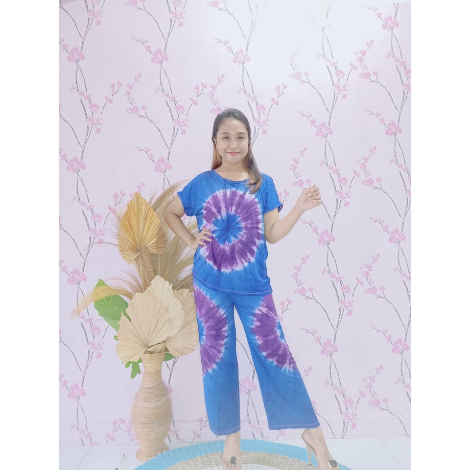 One Set Tie dye Wanita Jumbo XXL Jersey / Setelan Tie dye Panjang Wanita Murah / Pajamas Tie dye Set