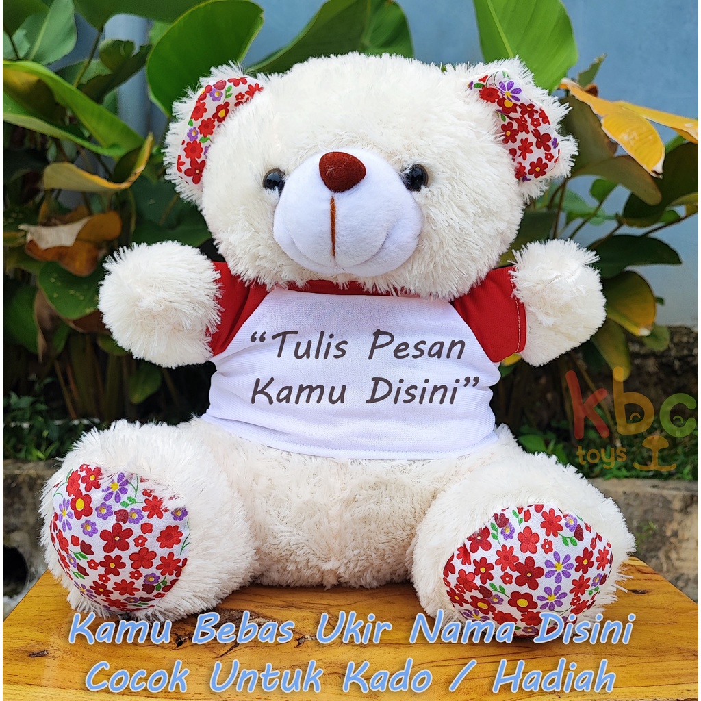 Boneka Teddy Bear Custom Nama Size M / Cocok Untuk Kado Ulang Tahun / Hadiah Orang Tercinta / Bebas 