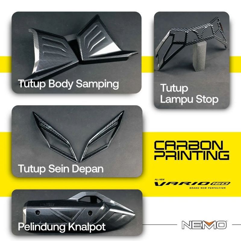 Cover tutup body depan samping Vario 160 Carbon Nemo