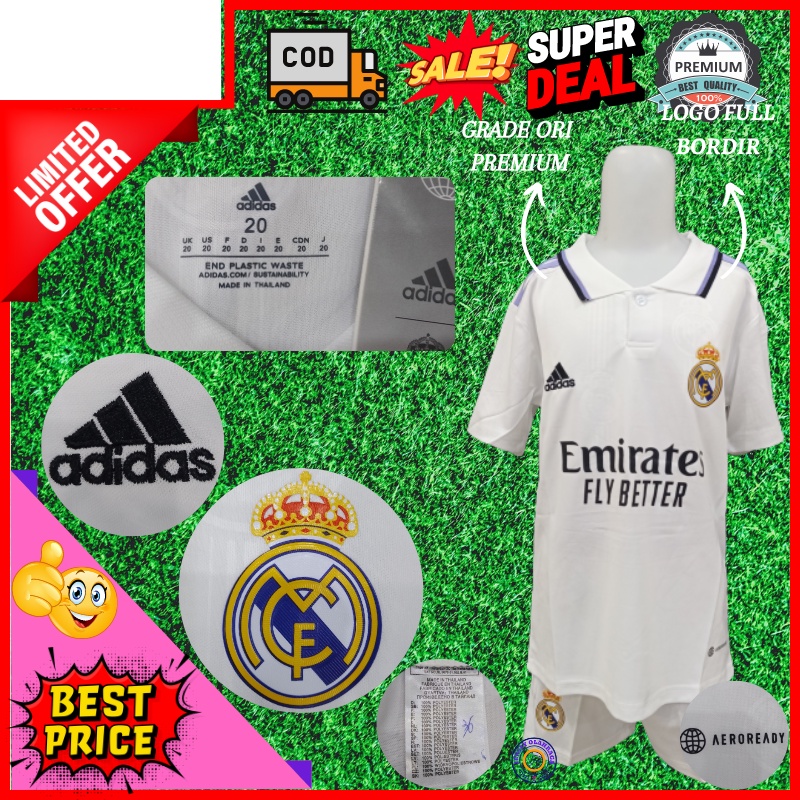 (jerseyolahraga)Kaos Bola Anak Madrid Grade Ori 2022 / Stelan Jersey Kaos Bola Anak Madrid / Baju Bo