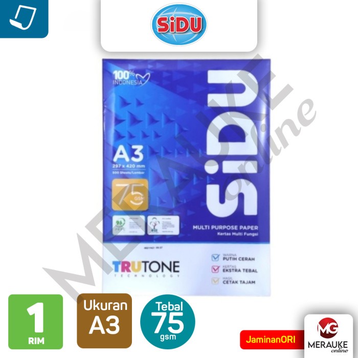 

monggo] Kertas HVS SiDu A3 75gsm Isi 500 Lembar