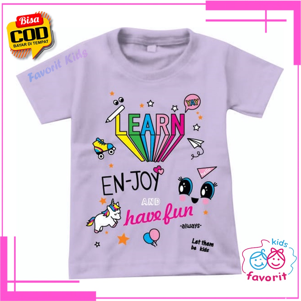 Baju kaos atasan anak perempuan lengan pendek motif kartun