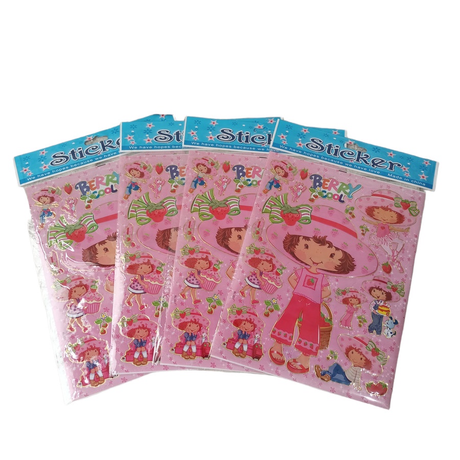 

stiker anak karakter stoberry warna pink. Ukuran stiker 26x20cm./Mainan Tempelan Anak/Mainan Murah/Mainan Stiker
