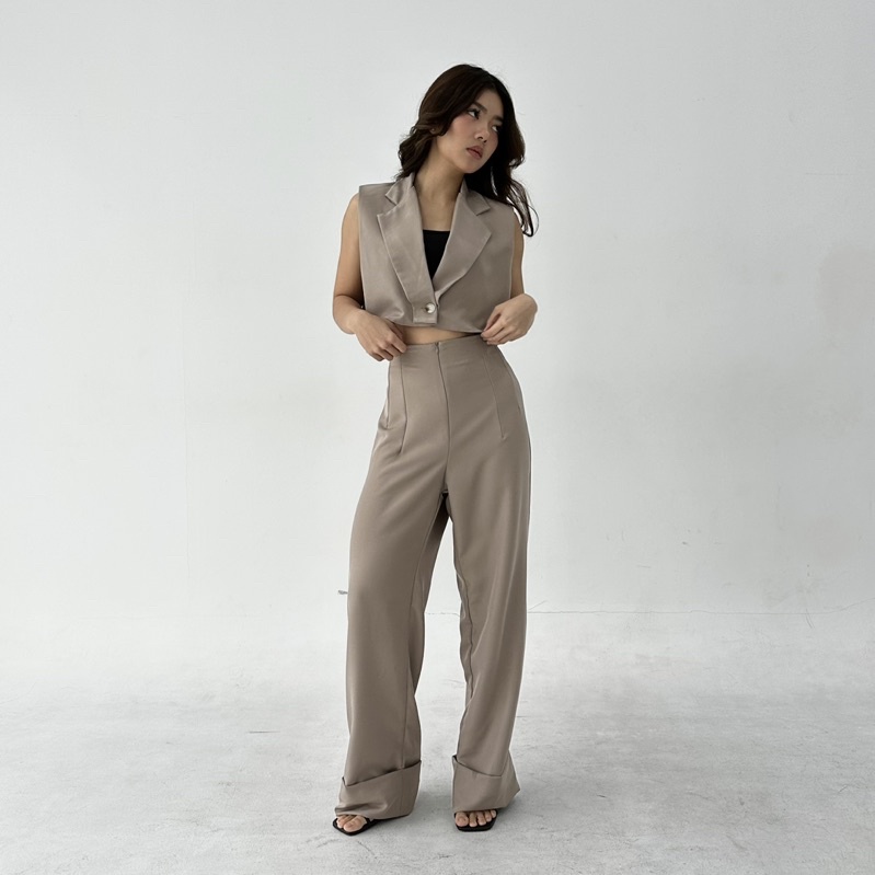 JEJU PANTS - Celana Panjang Wanita Bahan Straight Pants Trousers Kulot Lurus Highwaist Wide Pants Posha