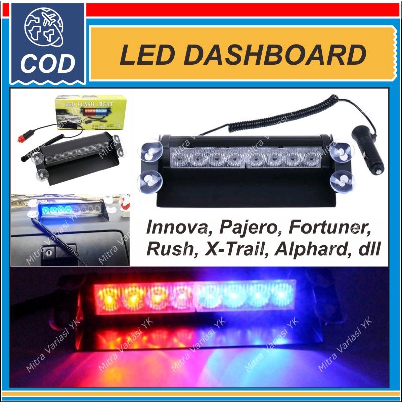 LAMPU LED MOBIL KEDIP TEMPEL KACA DASHBOARD KABIN DEPAN 8 TITIK MATA LED BIRU MERAH AVANZA XENIA JAZ