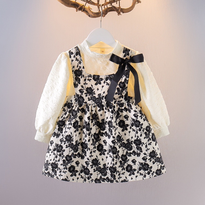 DR113- 0-3T Dress Baju Anak Bayi Perempuan Import Flowery Roses