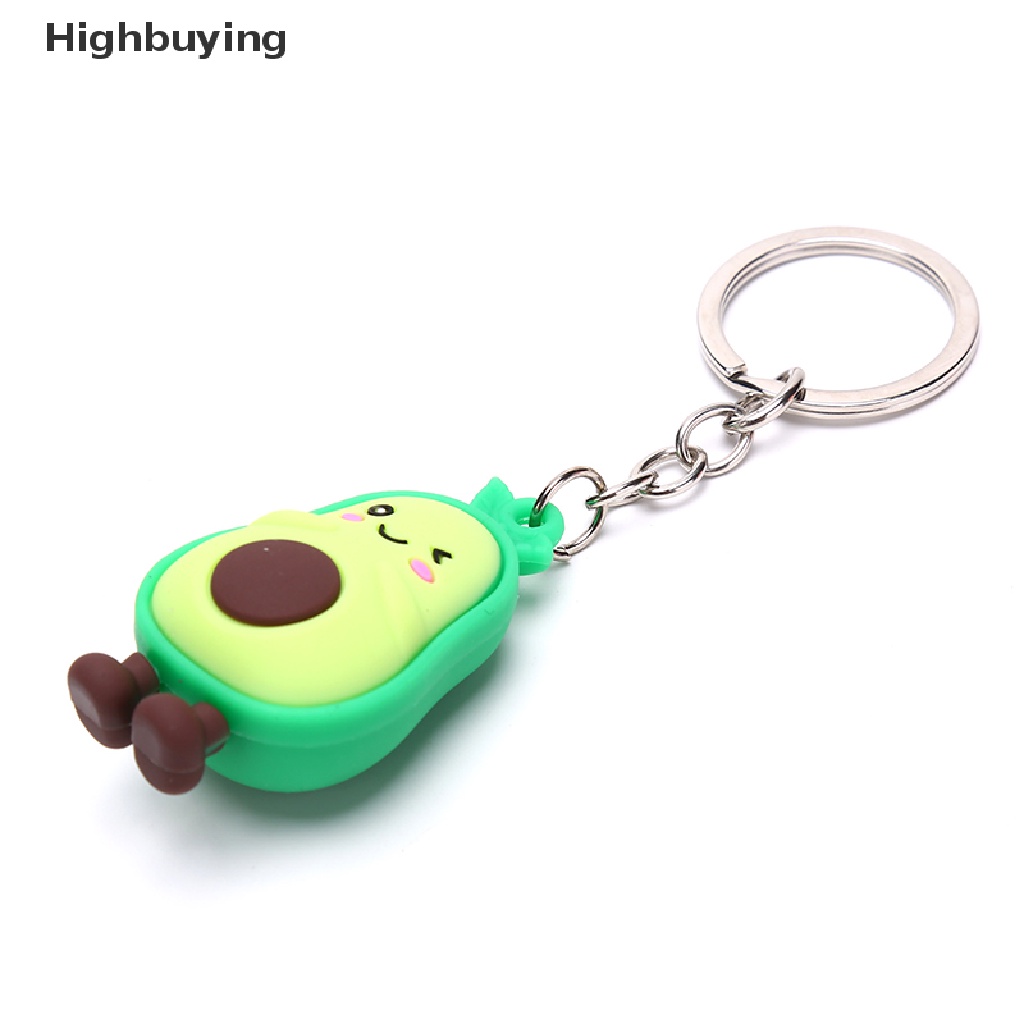 Hbid 1x Lucu Simulasi Buah Alpukat Gantungan Kunci 3D Resin Lembut Tersenyum Avocado Keychains Glory