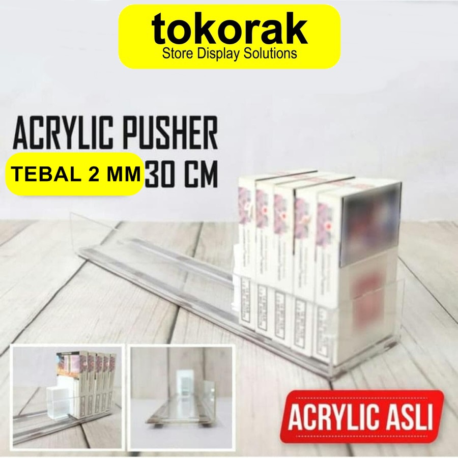 RAK ACRYLIC PUSHER 30CM OTOMATIS TOKO MINIMARKET SUPERMARKET