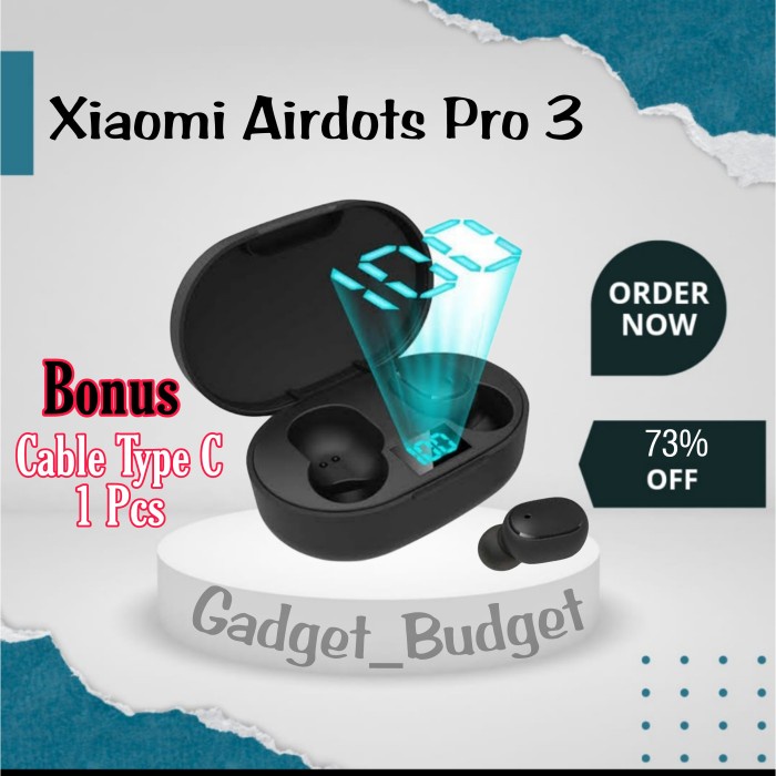 headset bluetooth Headset Bluetooth Xiaomi Airdots Pro 3 Original wireless earphone - Hitam(U0Y0) he