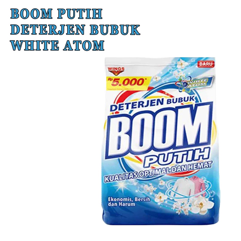 BOOM WHITE ATOM* Deterjen Bubuk* Deterjen Ekonomi* White Boom 300g