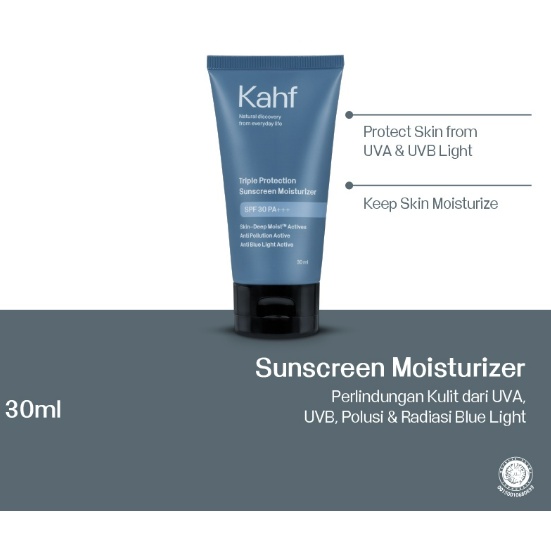 Kahf Triple Protection Sunscreen Moisturizer SPF 30 PA+++ 30 ml - Perawatan Wajah Sunscreen Pria