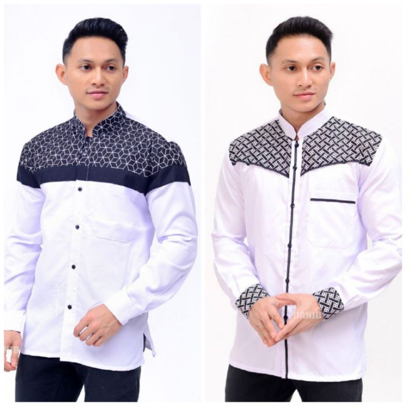 BAJU KOKO HADROH PUTIH PRIA DEWASA ATASAN MUSLIM AZ ZAHIR LENGAN PANJANG GUZ AZMI SPOON QUALITY