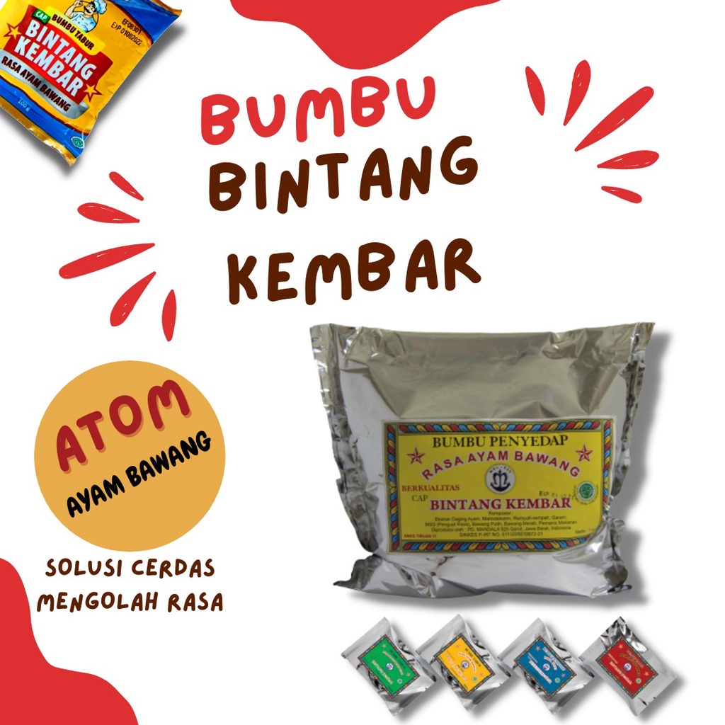 

ATOM BINTANG KEMBAR - Bumbu Dapur Dan Tabur Bubuk Lengkap Penyedap Aneka Rasa Ayam Bawang Kemasan 1 Kg