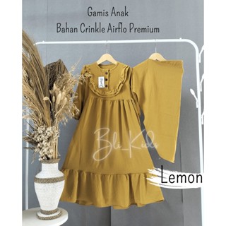 Gamis anak perempuan terbaru bahan crinkle premium airflo free kerudung usia 3-12 tahun #1