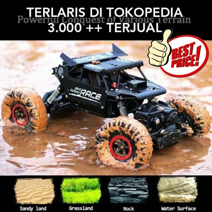 Mobil Remot 4WD ROCK CRAWLER OFFROAD 2.4Ghz Mainan RC Remote Control - Hitam