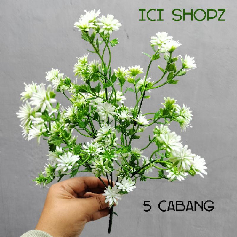 Bunga Daisy Amazon / Dollar Mini / Cyan Putih/ Bunga Plastik