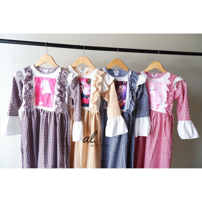 Gamis Tartan Anak Bahan Katun Adem