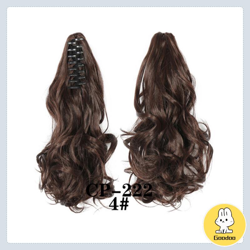Ikat Rambut Palsu Gelomban Wig Rambut Gelombang Cakar Klip Rambut Pendek Kuncir Kuda Poni Keriting 8 Gigi Klip Wig Wanita -Doo